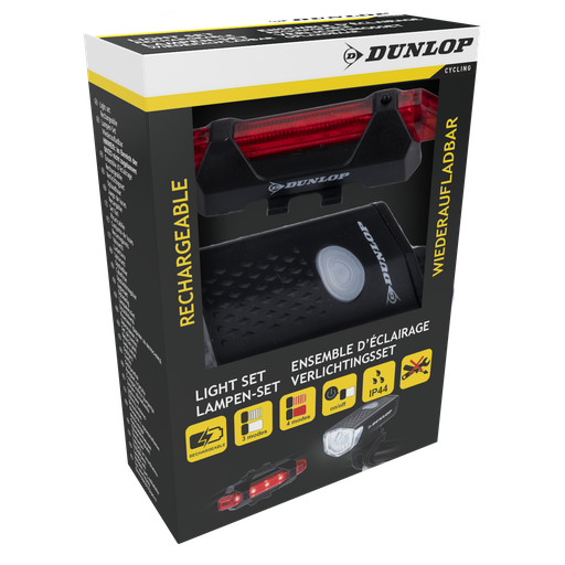 [871125247375] DUNLOP Bike Light Rechargeable Front/Rear