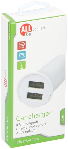 [871125209740] ALL RIDE Car Charger 3.1A 2USB 12/24V