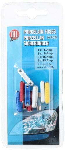 [871125200732] ALL RIDE Porcelain Car Fuses 12V