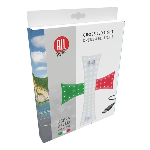 [871125226089] ALL RIDE Cross LED Light USB-A 84LED Red-White-Green