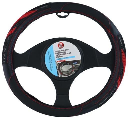 [871125223357] ALL RIDE Steering Wheel Cover Black/Red 38cm