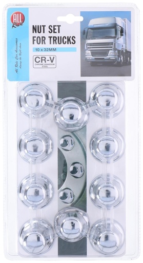 [871125202009] ALL RIDE Wheelnut Covers 32mm Chrome
