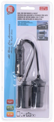 [871125291492] ALL RIDE Dual USB + Socket 12-24V 3.1A