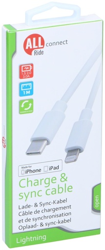 [871125249684] ALL RIDE USB-C to Lightning 8-pin Cable 1m
