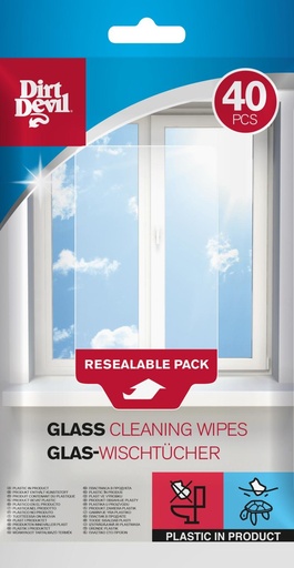 [871125249559] DIRT DEVIL Cleaning Wipes Glass 18x20cm
