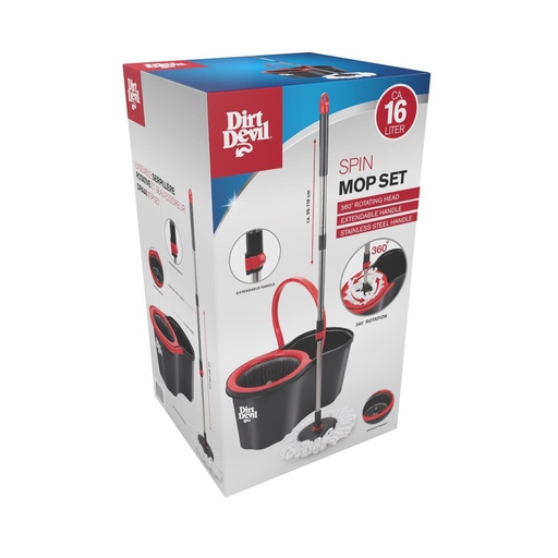 [871125242693] DIRT DEVIL Spin Mop with 16L Bucket and 360° Rotating Head