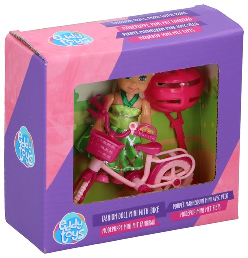 [871125239995] EDDY TOYS Fashion Doll Mini 9cm With Bike