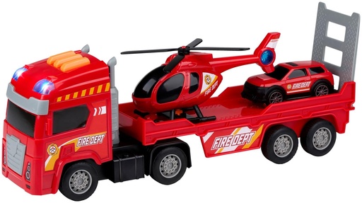 [871125200904] EDDY TOYS Fire Truck with Helicopter and Car 38cm
