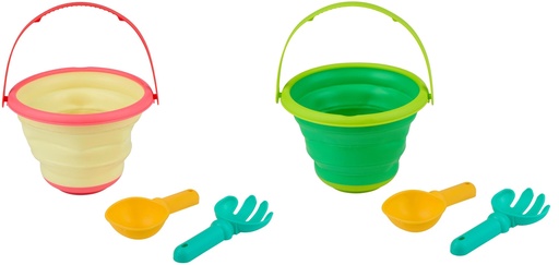[871125243704] EDDY TOYS Foldable Beach Bucket with Shovel and Rake