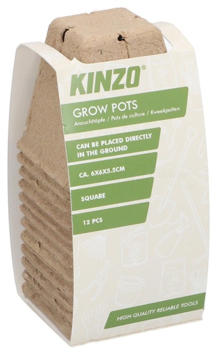 [871125226197] KINZO Grow Pots Square 6x6x5.5cm