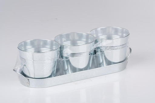 [871125226175] KINZO Oval Flower Pot 34x10.3x9.5cm Metal Look