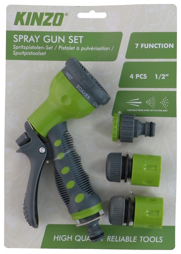[871125227203] KINZO Adjustable Spray Gun With Hose Connectors