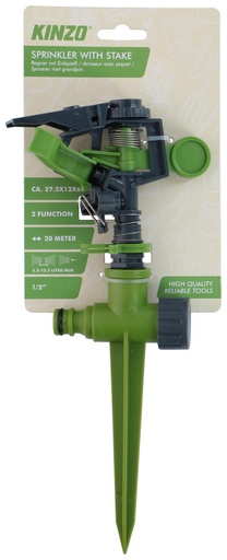 [871125227201] KINZO Garden Sprinkler with Stake 1/2" 12x5x30cm
