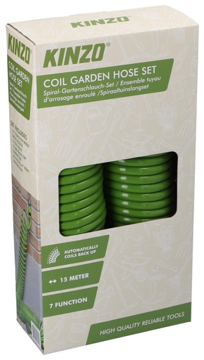 [871125227244] KINZO Spiral Garden Hose 15 Meter