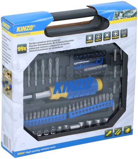 [871125217782] KINZO Ratchet Screwdriver with Bit and Socket Set