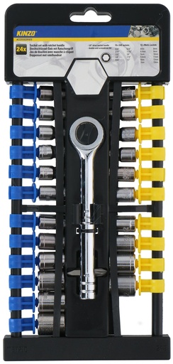 [871125216622] KINZO Socket Wrench with Ratchet 1/4 Inch