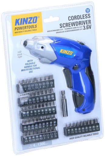 [871125206415] KINZO Cordless Screwdriver 3.6V