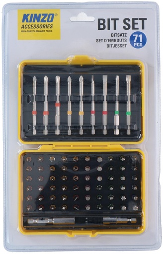 [871125226590] KINZO Bit Set 71 Piece for Screwdriver