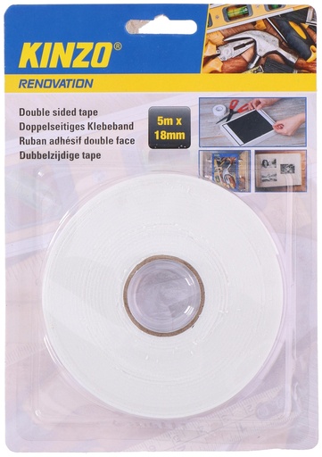 [871125205857] KINZO Double-sided Tape 5m x 18mm
