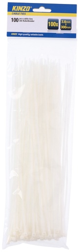 [871125272111] KINZO White Cable Tie 3.6x300mm