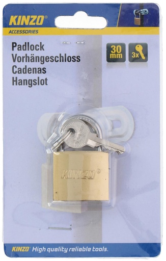 [871125248733] KINZO Padlock 30mm with 3 Keys