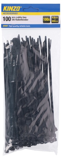 [871125272116] KINZO Cable Tie 4.8x200mm Black