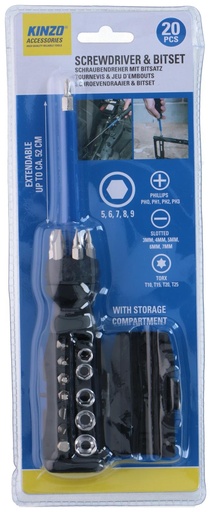 [871125279361] KINZO Screwdriver and Bit Set