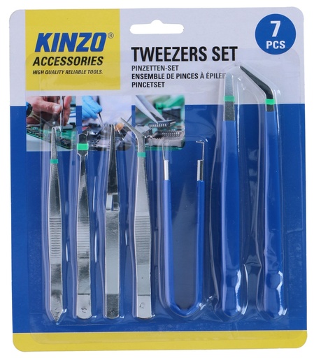 [871125279383] KINZO Precision Tweezers Set 7-Piece