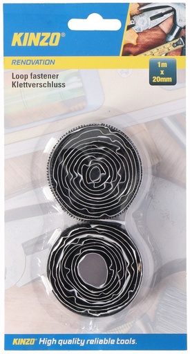 [871125279354] KINZO Loop Fastener Black 1m x 20mm