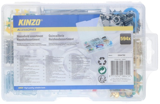 [871125216641] KINZO Household Hooks 594 Pieces