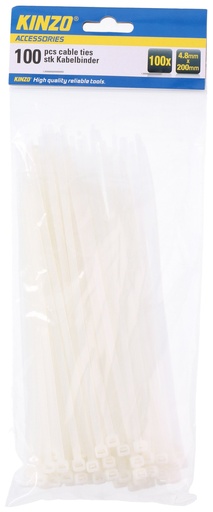 [871125272115] KINZO White Cable Tie 4.8x200mm