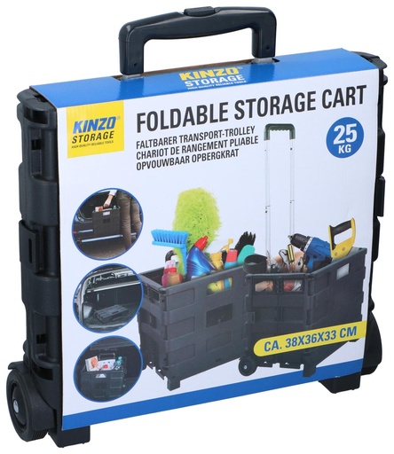 [871125205703] KINZO Foldable Storage Cart Black 25kg