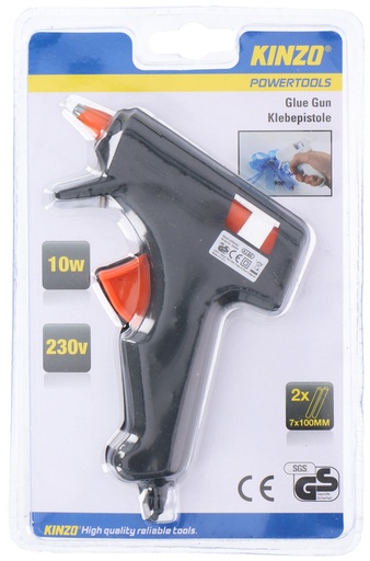 [871125204484] KINZO Glue Gun Black 10W 230V