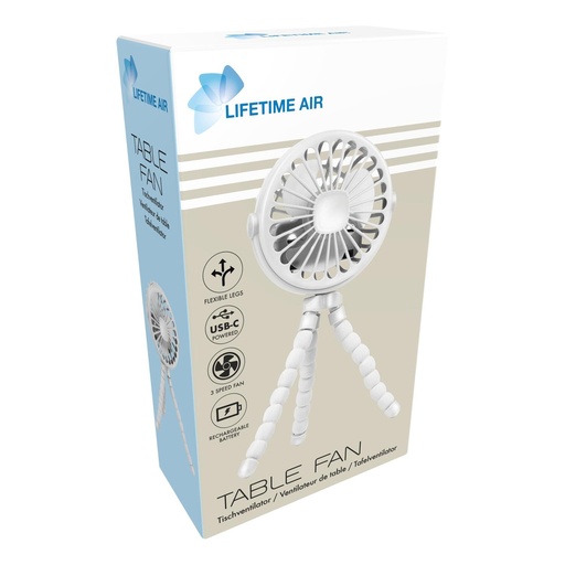 [871125243644] LIFETIME Table Fan USB 500mAh White