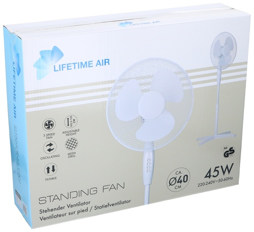 [871125250394] LIFETIME Standing Fan 230V 40cm 45W
