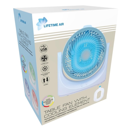 [871125243611] LIFETIME Table Fan Cooler USB 3 Speeds