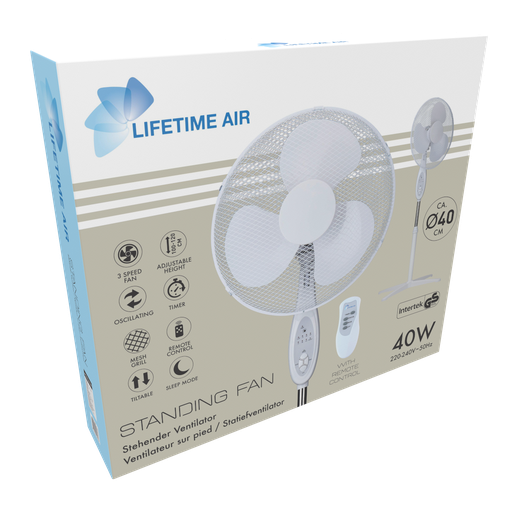[871125250396] LIFETIME Standing Fan 40cm 40W 230V