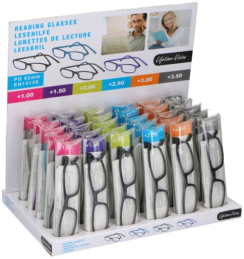 [871125232997] LIFETIME Reading Glasses 6 Diopter Shiny Finish
