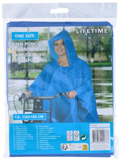 [871125224477] LIFETIME Poncho 130x100cm with Hood