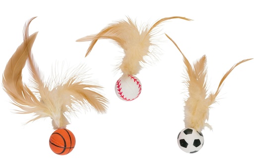 [871125243700] PET TOYS Cat Toy Ball with Feather Ø4.5cm