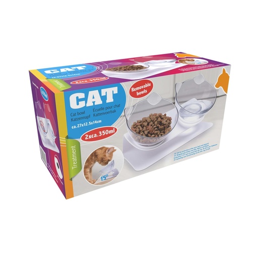 [871125223250] PET TREATMENT Cat Food Bowl Duo 2x350ml