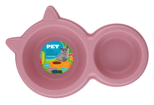 [871125249681] PET TREATMENT Double Pet Bowl 420/160ml Cat Ear Design
