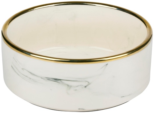 [871125247088] PET TREATMENT Porcelain Pet Bowl with Gold Rim