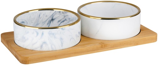 [871125247089] PET TREATMENT Marble Style Pet Bowls with Stand