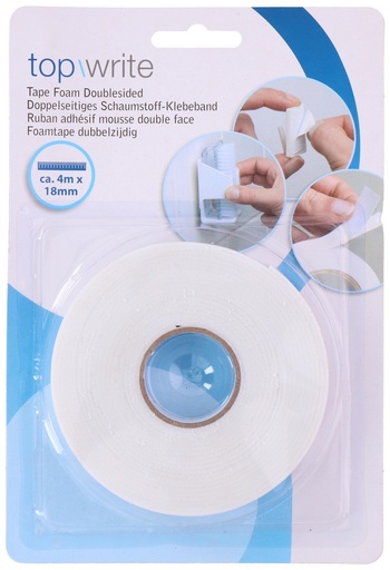 [871125272501] TOPWRITE Double-Sided Foam Tape 4m x 18mm