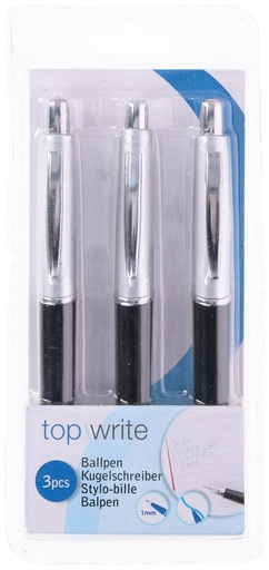 [871125205050] TOPWRITE Ballpoint Pen Black Metal Clip