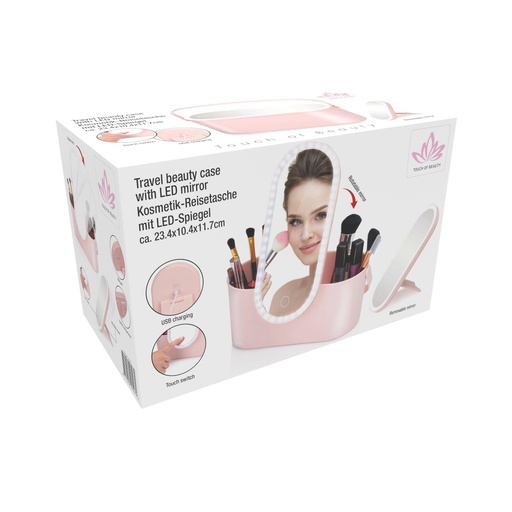 [871125249527] TOUCH OF BEAUTY Travel Beauty Case with LED Mirror