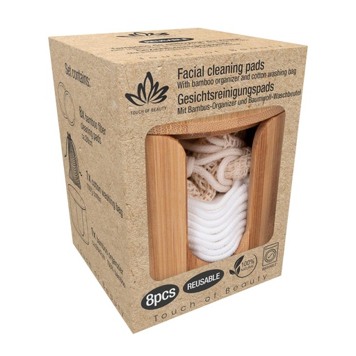 [871125223287] TOUCH OF BEAUTY Facial Cleaning Pads with Organizer and Bag