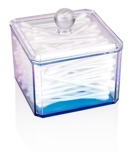 [871125225019] TOUCH OF BEAUTY Cotton Swab Holder Transparent 9x9x6.5cm
