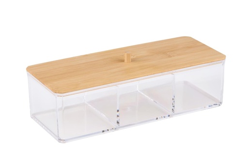 [871125226055] TOUCH OF BEAUTY Cosmetic Organizer With Bamboo Lid